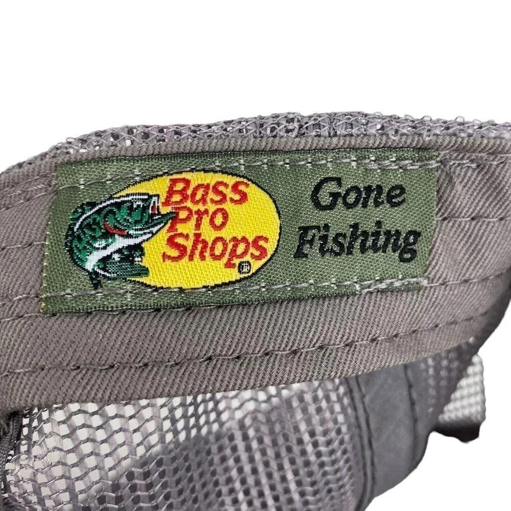 Bass Pro Shops Grey Printed Logo Trucker Mesh Hat Snapback Closure NEW - Picture 7 of 9